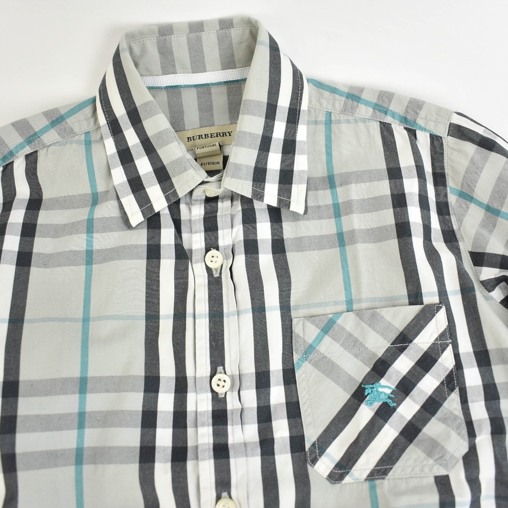 BURBERRY Gray Nova Check & Logo, Long Sleeve Shirt_3